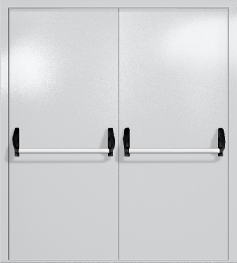 Двупольная глухая дверь ei-60 с ручками «антипаника» (цвет светло-серый RAL 7047)