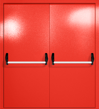 Двупольная глухая дверь ei-60 с ручками «антипаника» (цвет красный RAL 3020) Двупольная глухая дверь ei-60 с ручками «антипаника» (цвет красный RAL 3020)
