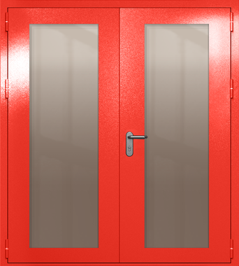 Двупольная дверь eiw-60 с максимальными стеклами (цвет красный RAL 3020)