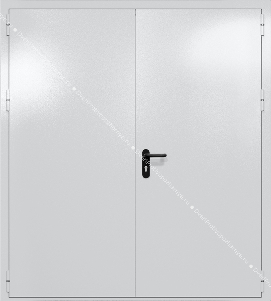 Двупольная глухая дверь ei-60 с ручками «антипаника» (цвет светло-серый RAL 7047)