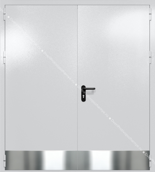 Двупольная глухая дверь ei-60 с отбойниками (цвет светло-серый RAL 7047)