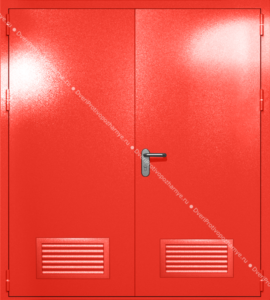 Двупольная глухая дверь ei-60 с вентиляцией (цвет красный RAL 3020)