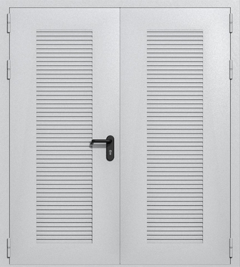 Двупольная глухая техническая дверь с вентиляцией (цвет светло-серый RAL 7047)
