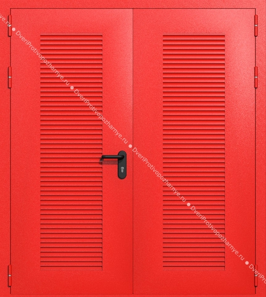 Двупольная глухая техническая дверь с вентиляцией (цвет красный RAL 3020)