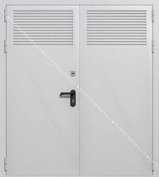 Двупольная глухая техническая дверь с вентиляцией (цвет светло-серый RAL 7047)