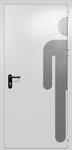 Однопольная глухая дверь ei-60 с обозначением санузла (цвет светло-серый RAL 7047)