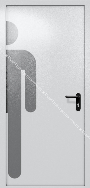 Однопольная глухая дверь ei-60 с обозначением санузла (цвет светло-серый RAL 7047)