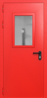 Однопольная дверь ei-60 со стеклом 600x400 (цвет красный RAL 3020) Однопольная дверь ei-60 со стеклом 600x400 (цвет красный RAL 3020)