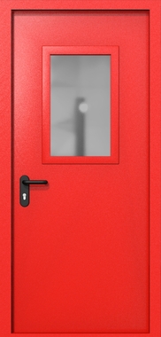 Однопольная дверь ei-60 со стеклом 600x400 (цвет красный RAL 3020) Однопольная дверь ei-60 со стеклом 600x400 (цвет красный RAL 3020)