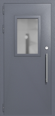 Однопольная техническая дверь со стеклом 600x400 (цвет темно-серый RAL 7015) Однопольная техническая дверь со стеклом 600x400 (цвет темно-серый RAL 7015)