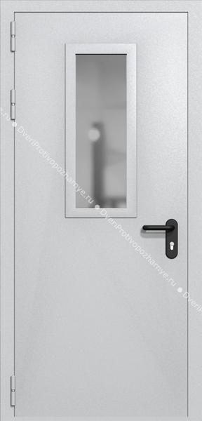 Однопольная дверь ei-60 со стеклом 700x300 (цвет светло-серый RAL 7047)