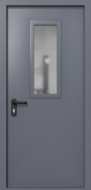 Однопольная дверь ei-60 со стеклом 700x300 (цвет темно-серый RAL 7015)