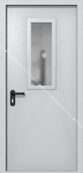 Однопольная дверь ei-60 со стеклом 700x300 (цвет светло-серый RAL 7047)