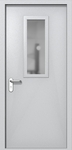 Однопольная дверь ei-60 со стеклом 700x300 и ручками хром (цвет светло-серый RAL 7047)