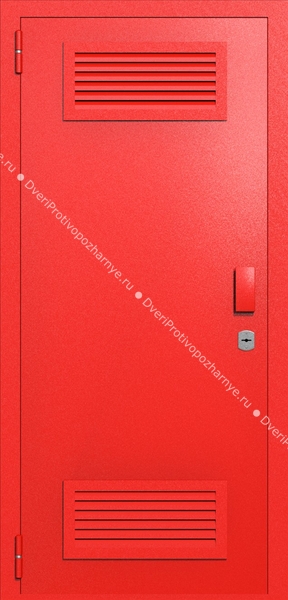 Однопольная глухая техническая дверь с вентиляцией (цвет красный RAL 3020)