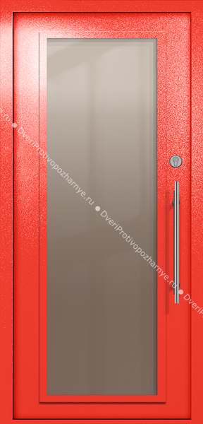 Однопольная техническая дверь с максимальным стеклом (цвет красный RAL 3020)