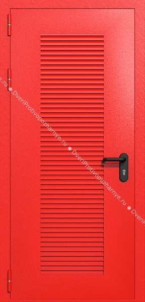 Однопольная глухая техническая дверь с вентиляцией (цвет красный RAL 3020)