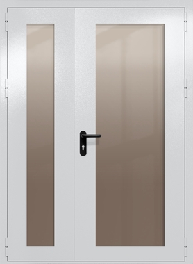 Полуторапольная дверь eiw-60 с максимальными стеклами (цвет светло-серый RAL 7047)