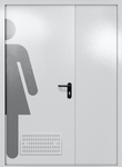 Полуторапольная глухая дверь ei-60 с обозначением санузла и вентиляцией (цвет светло-серый RAL 7047)