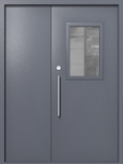 Полуторапольная техническая дверь со стеклом 600x400 (цвет темно-серый RAL 7015)