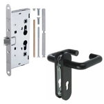 Однопольная глухая дверь ei-60 с обозначением санузла и вентиляцией (цвет красный RAL 3020)