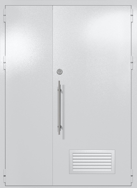 Полуторапольная глухая техническая дверь с вентиляцией (цвет светло-серый RAL 7047) Полуторапольная глухая техническая дверь с вентиляцией (цвет светло-серый RAL 7047)