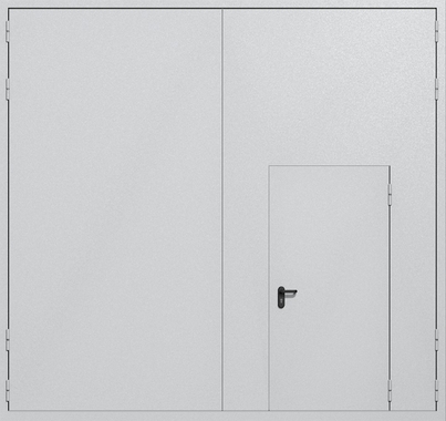 Распашные крупногабаритные ворота ei-60 с калиткой (цвет светло-серый RAL 7047) Распашные крупногабаритные ворота ei-60 с калиткой (цвет светло-серый RAL 7047)
