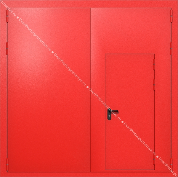 Распашные ворота ei-60 с калиткой (цвет красный RAL 3020)