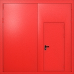 Распашные ворота ei-60 с калиткой (цвет красный RAL 3020)