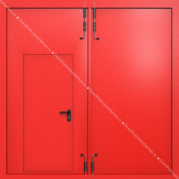 Распашные ворота ei-60 с калиткой (цвет красный RAL 3020)